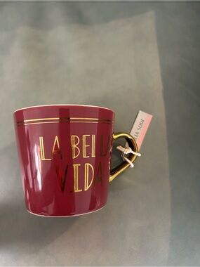Thalia Sodi Maroon Ceramic Mug with Gold Handle